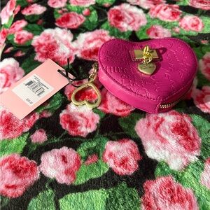 Juicy Couture Pink Coin Purse with Gold Heart Charm